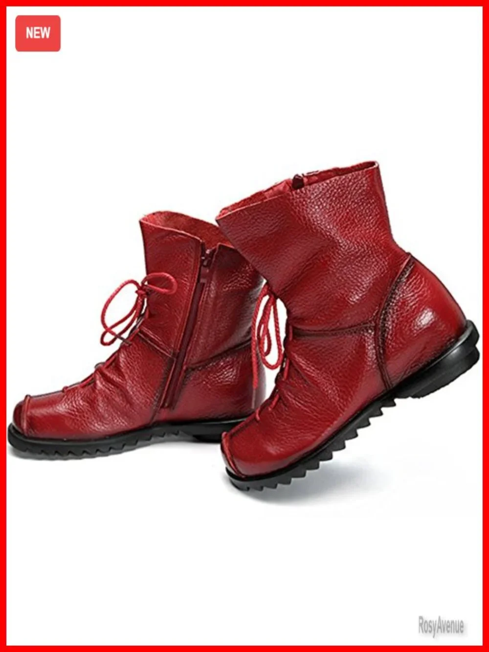 Genuine Leather Soft Casual Ankle Boots with Zip Closure